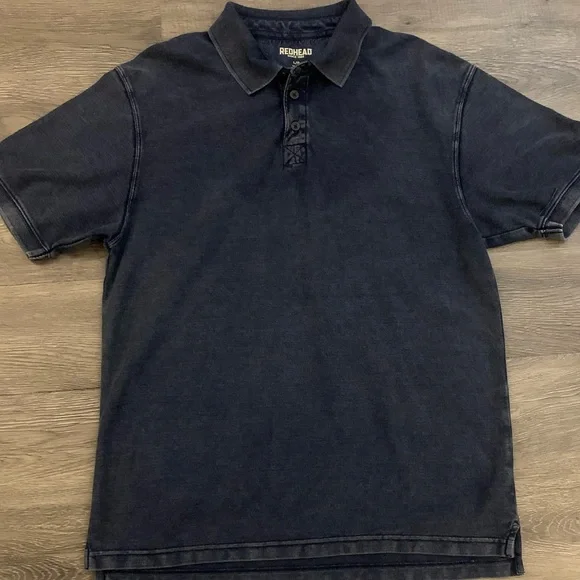 RedHead SS Dark Indigo Blue 3 Button All Cotton Polo - Picture 2 of 7
